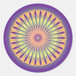 Adesivo Redondo Psicodélico Amarelo-Laranja Roxo Mandala