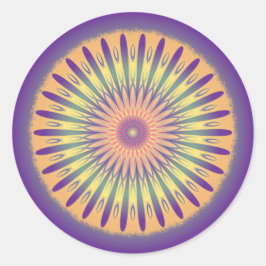 Adesivo Redondo Psicodélico Amarelo-Laranja Roxo Mandala
