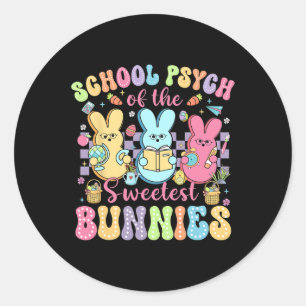 Adesivo Redondo Psicólogo Escolar Da Páscoa De Bunnies Mais Doces