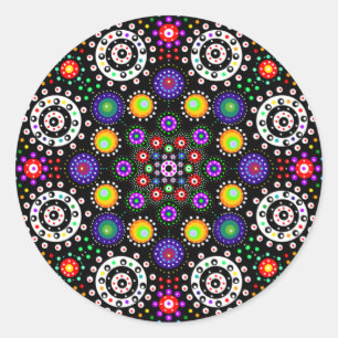Adesivo Redondo Psychedelic Dot Mandala