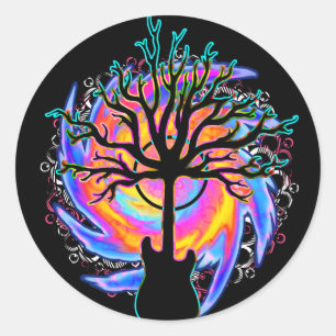 Adesivo Redondo "Psychedelic Sonic Cyclone", guitarrista surreal