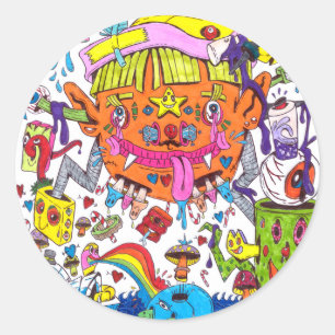 Adesivo Redondo Psychedelic Sticker - Blaine Helm