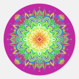 Adesivo Redondo Psychedelic Zen Mandala Abstrato Art