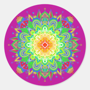 Adesivo Redondo Psychedelic Zen Mandala Abstrato Art