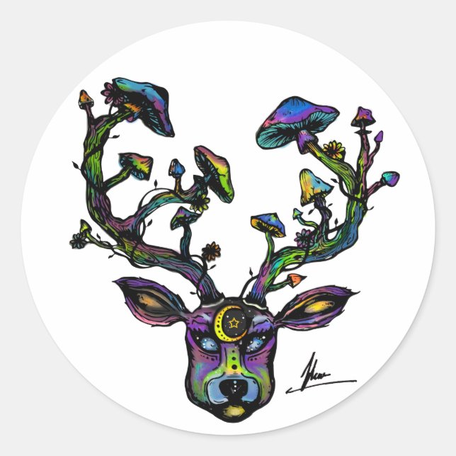 Adesivo Redondo Psydeer Stickers (Frente)