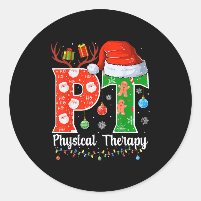 Adesivo Redondo Pt Christmas Physical Therapy Christmas Pt Xmas  (Frente)