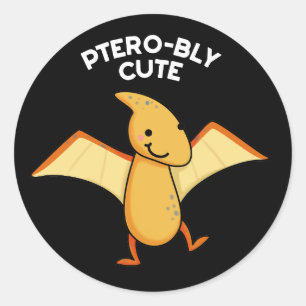 Adesivo Redondo Pterobly Cute Funny Pterodactyl Pun Dark BG