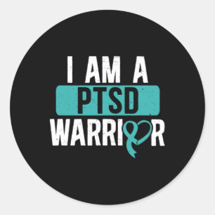 Adesivo Redondo Ptsd Warrior Posta Transtorno do Estresse Traumáti
