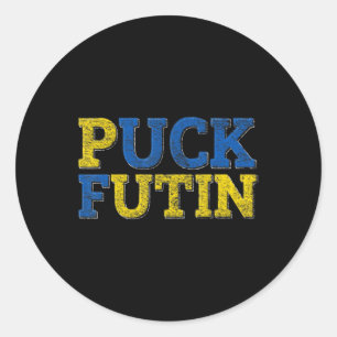 Adesivo Redondo PUCK FUTIN I Stand With Ucrânia