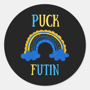 Adesivo Redondo Puck Futin Meme Design Divertido Ucrânia Rússia