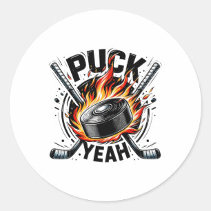 Adesivo Redondo Puck Sim Engraçado Pai de Hockey Mãe Jogadores de