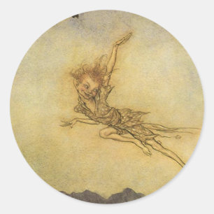 Adesivo Redondo Puck, um Sprite de Arthur Rackham Sticker Fairy Im