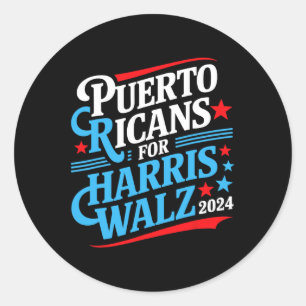 Adesivo Redondo Puerto Ricans For Harris W Presidencial Eleição 2