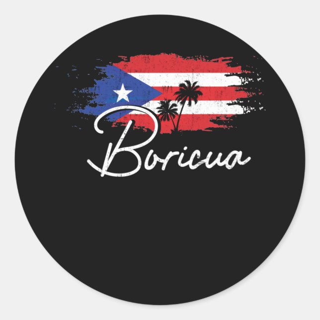 Adesivo Redondo Puerto Rico Boricua Puerto Rican Flag Pride (Frente)