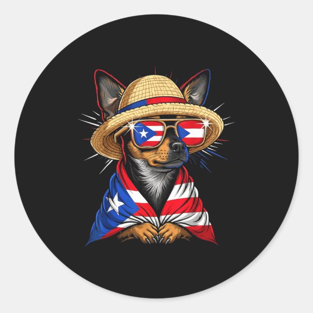 Adesivo Redondo Puerto Rico Flag Boricua Puerto Rican Flag  (Frente)