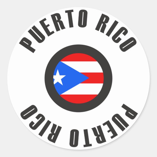 Adesivo Redondo Puerto Rico Flag Simple (Frente)