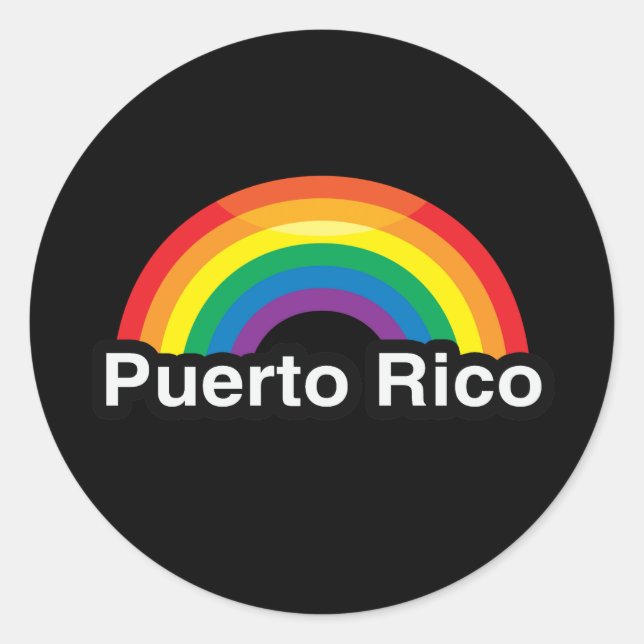 ADESIVO REDONDO PUERTO RICO LGBT PRIDE RAINBOW (Frente)