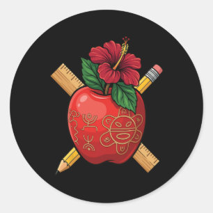Adesivo Redondo Puerto Rico Professor Taino Apple Sol De Jayuya Fl