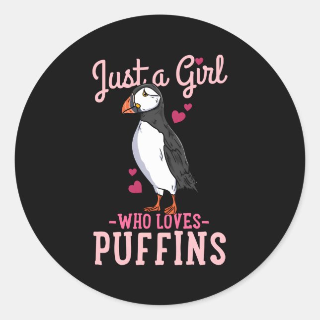 Adesivo Redondo Puffin Islândia Apenas Um Que Ama Puffins (Frente)