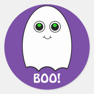 Adesivo Redondo Puffy Toon Ghost Boo Halloween Sticker