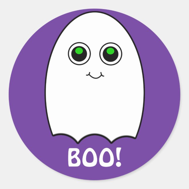 Adesivo Redondo Puffy Toon Ghost Boo Halloween Sticker (Frente)