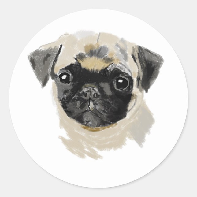 Adesivo Redondo Pug (Frente)