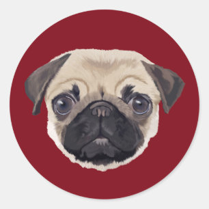 Adesivo Redondo Pug