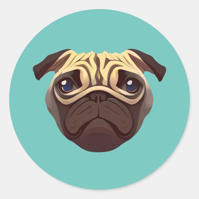 Adesivo Redondo Pug Classic Round Sticker (Frente)
