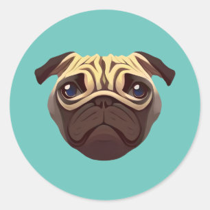 Adesivo Redondo Pug Classic Round Sticker