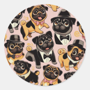 Adesivo Redondo Pug de Cueca Sem Costura Retroativa