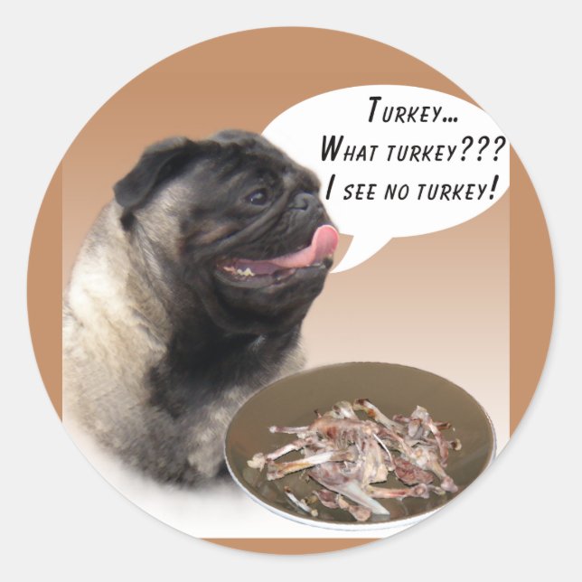 Adesivo Redondo Pug (despedida) Turquia (Frente)