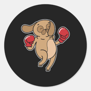Adesivo Redondo Pug Dog Boxing