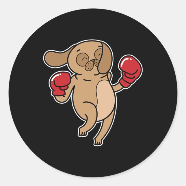 Adesivo Redondo Pug Dog Boxing (Frente)