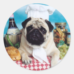 Adesivo Redondo Pug Dog Chef