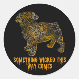 Adesivo Redondo Pug Dog Diversão Halloween