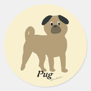 Adesivo Redondo Pug dos desenhos animados