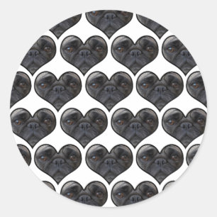 Adesivo Redondo Pug Hearts