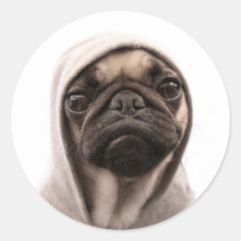 Adesivo Redondo Pug In A Hoodie