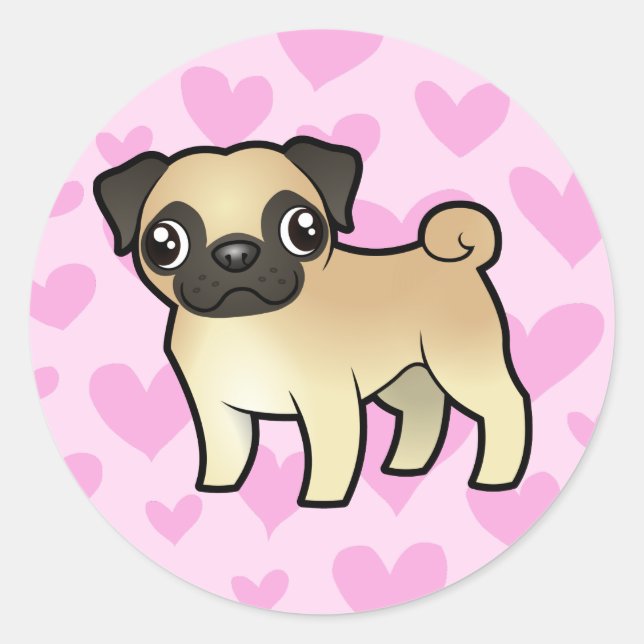 Adesivo Redondo Pug Love (Frente)