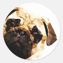 Adesivo Redondo Pug Low Poly Art