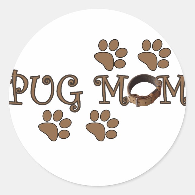 Adesivo Redondo Pug Mãe (Frente)