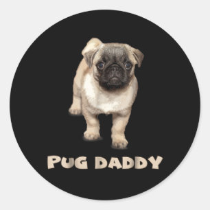 Adesivo Redondo Pug Pai Lover Engraçado