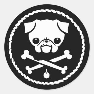 Adesivo Redondo Pug Pirate