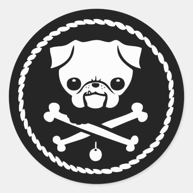 Adesivo Redondo Pug Pirate (Frente)