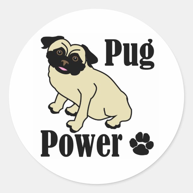 Adesivo Redondo Pug Power (Frente)