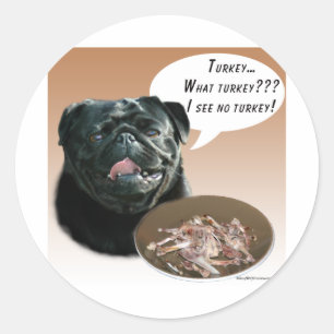 Adesivo Redondo Pug (preto) Turquia