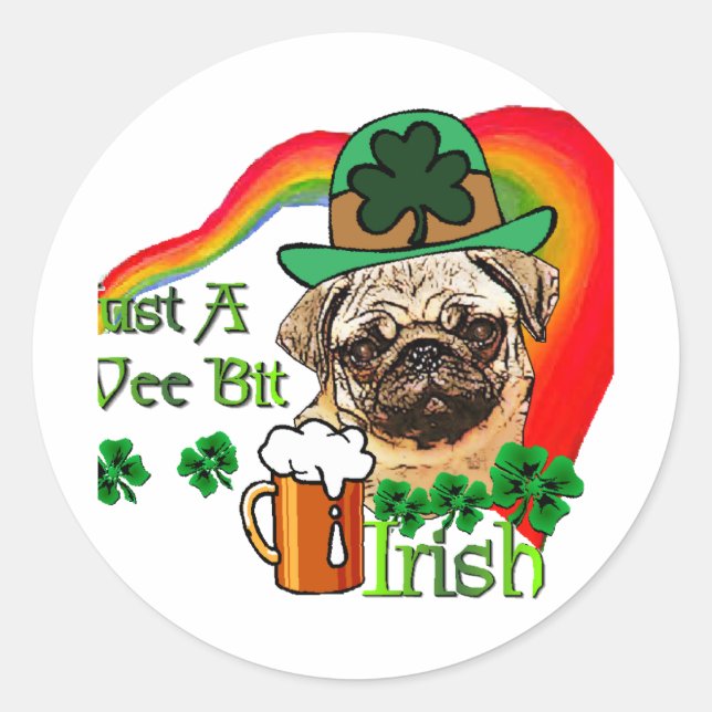 Adesivo Redondo Pug St Patricks (Frente)