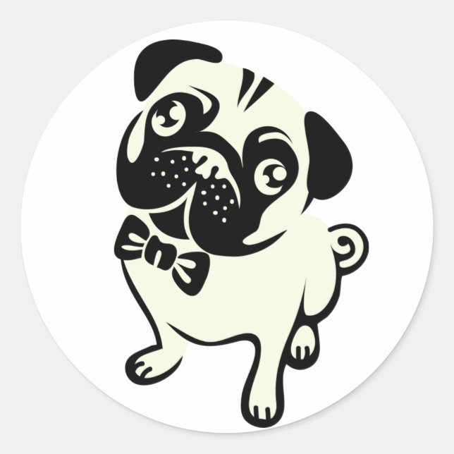 Adesivo Redondo Pug Sticker (Frente)