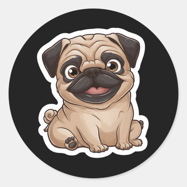 Adesivo Redondo Pug Sticker (Frente)