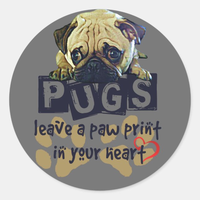 Adesivo Redondo Pug Sticker (Frente)